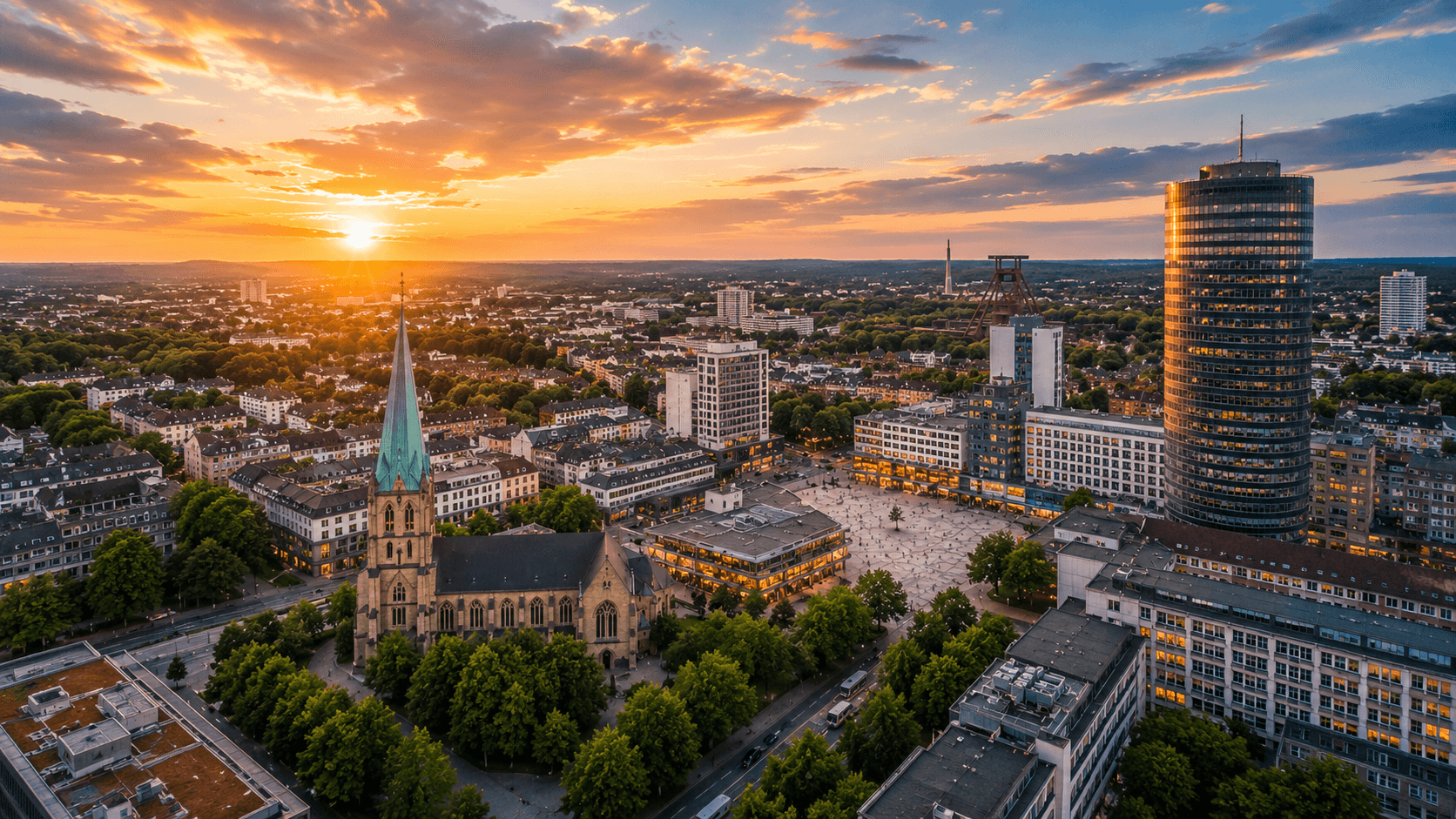 Essener Skyline mit Zeche Zollverein – HUNARI IT-Dienstleister und Systemhaus für Essen und das Ruhrgebiet