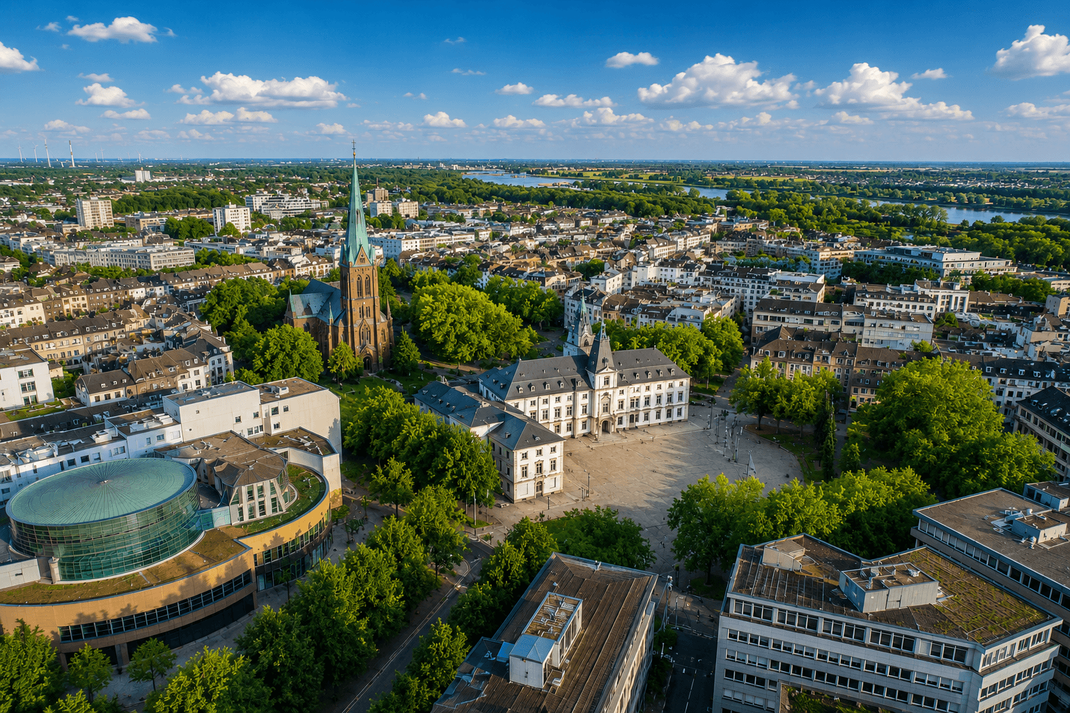 Krefelder Stadtpanorama – HUNARI IT-Dienstleister und Systemhaus am Niederrhein